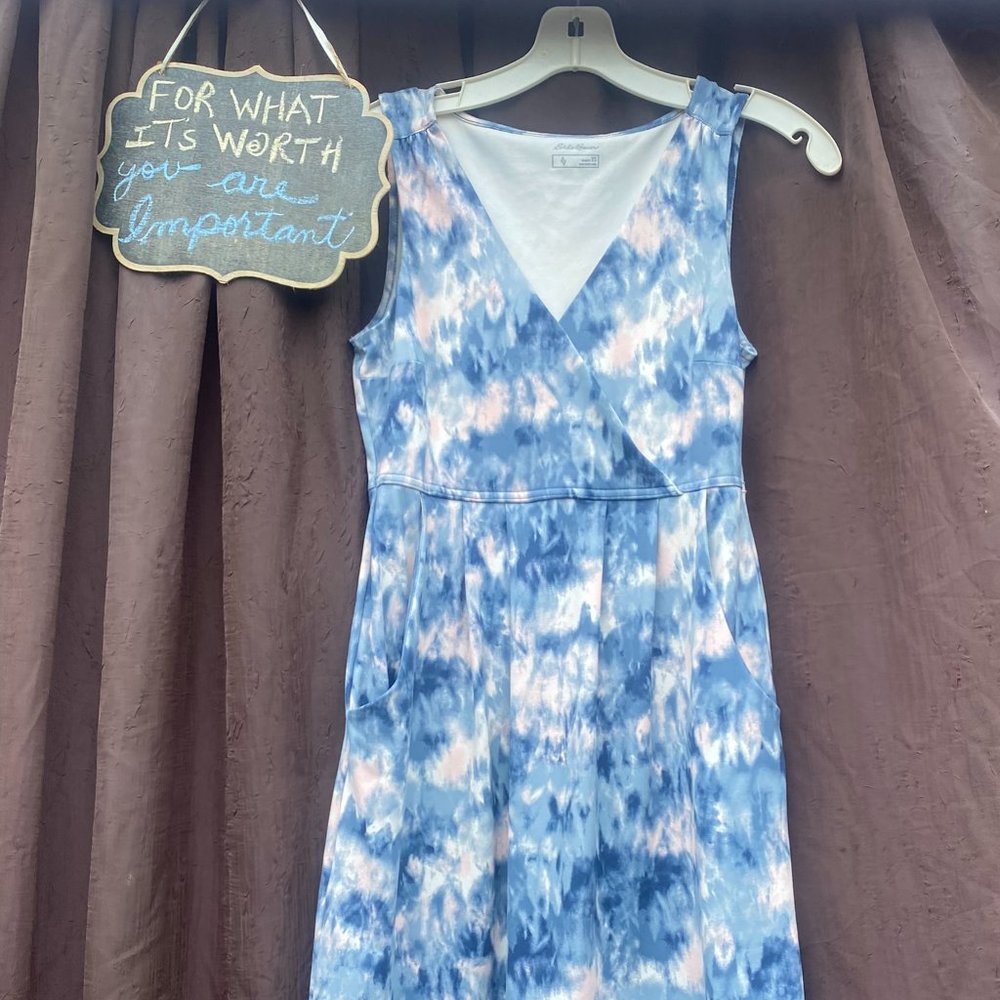 Eddie Bauer Tie-Dye Tank Dress | Soft Pocket Midi | Size XS